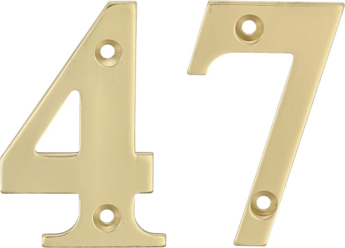 AMIG Huisnummer 47 - massief messing - 5cm - incl. bijpassende schroeven - gepolijst - goudkleur