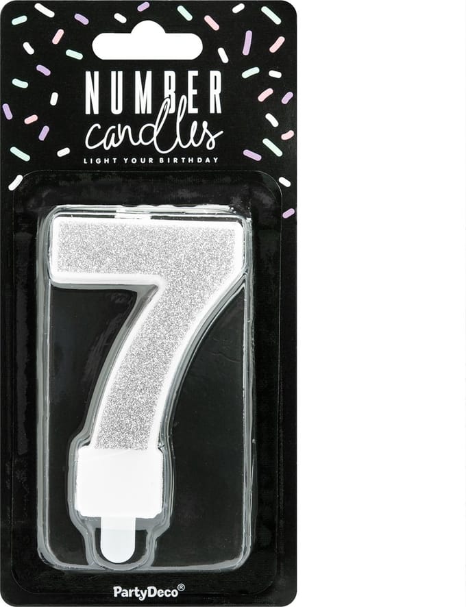 PartyDeco Verjaardag Kaars Nummer 7 - Zilver