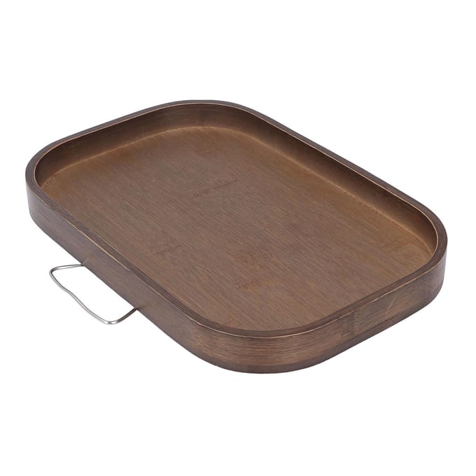 Bank Armleuning Dienblad Draagbaar Antislip Multifunctioneel Hout Sofa Clip-on Bijzettafel voor Drankjes Snacks brown