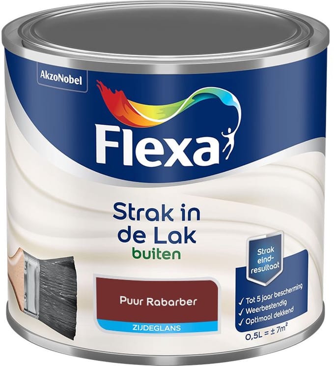 Flexa - Strak In De Lak Buitenlak Zijdeglans - Puur Rabarber - Mengverf - 500 Ml