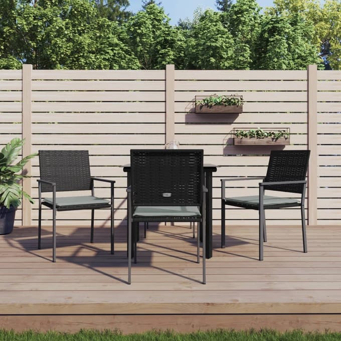 vidaXL - 5-delige - Tuinset - met - kussens - poly - rattan - en - staal