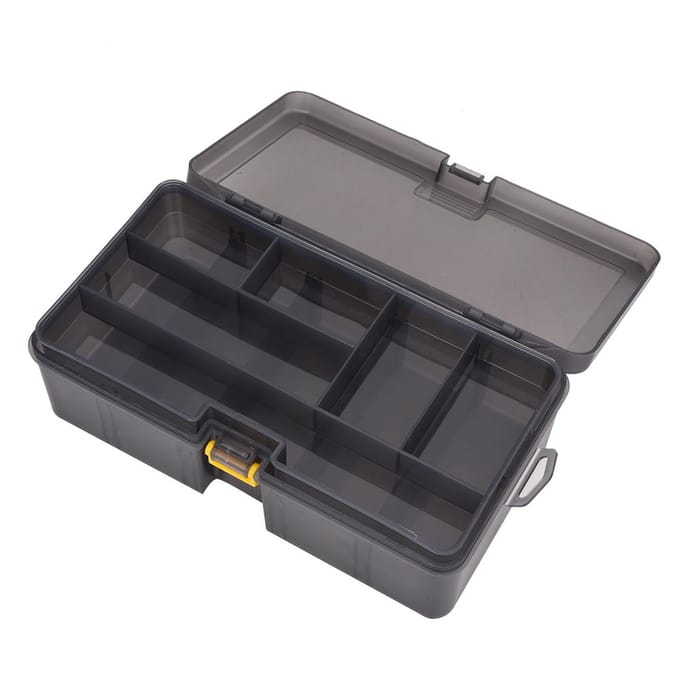 Dubbellaagse plastic viskist voor kunstaas, aas, gereedschap, accessoires, opbergorganizer gray