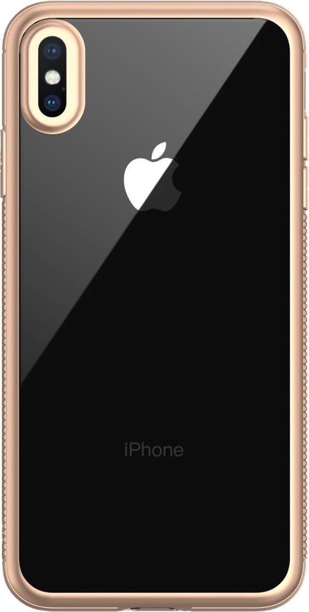 Peachy LEEU Design Gold geschikt voor iPhone XS Max hybride silicone TPU case - Goud Transparant
