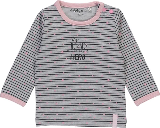 Dirkje Longsleeve stripe grey melee  -  Maat  62