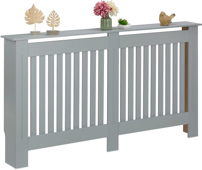 Radiatorombouw - 83x152x19 cm - landelijk met plank - grijs