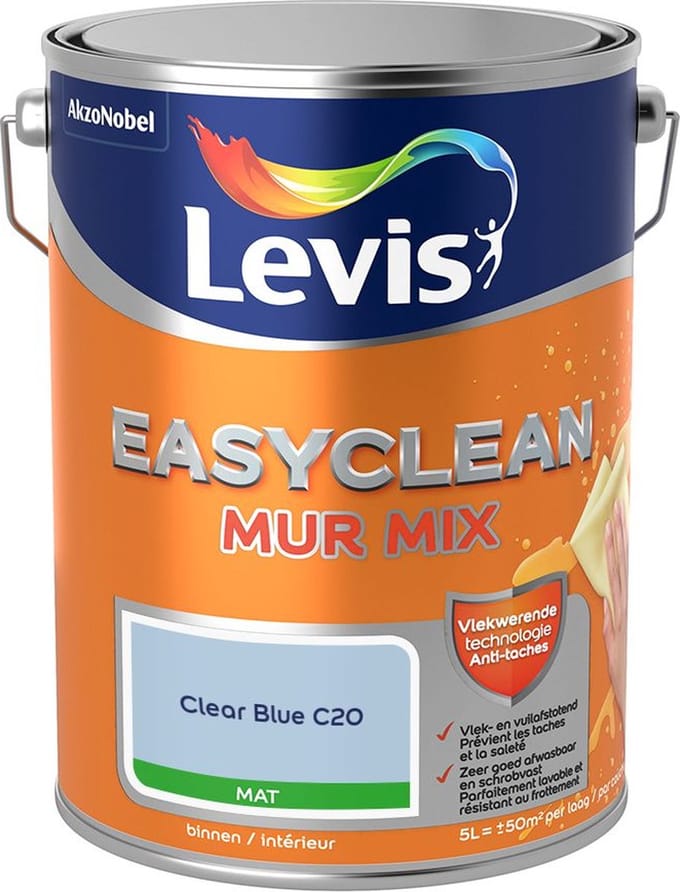Levis - Easyclean Mur Mat Mix - Clear Blue C20 - Mengverf - 5 L