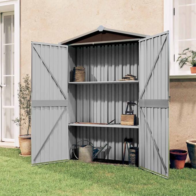 vidaXL - Tuinschuur - 116x45x175 - cm - gegalvaniseerd - staal - bruin