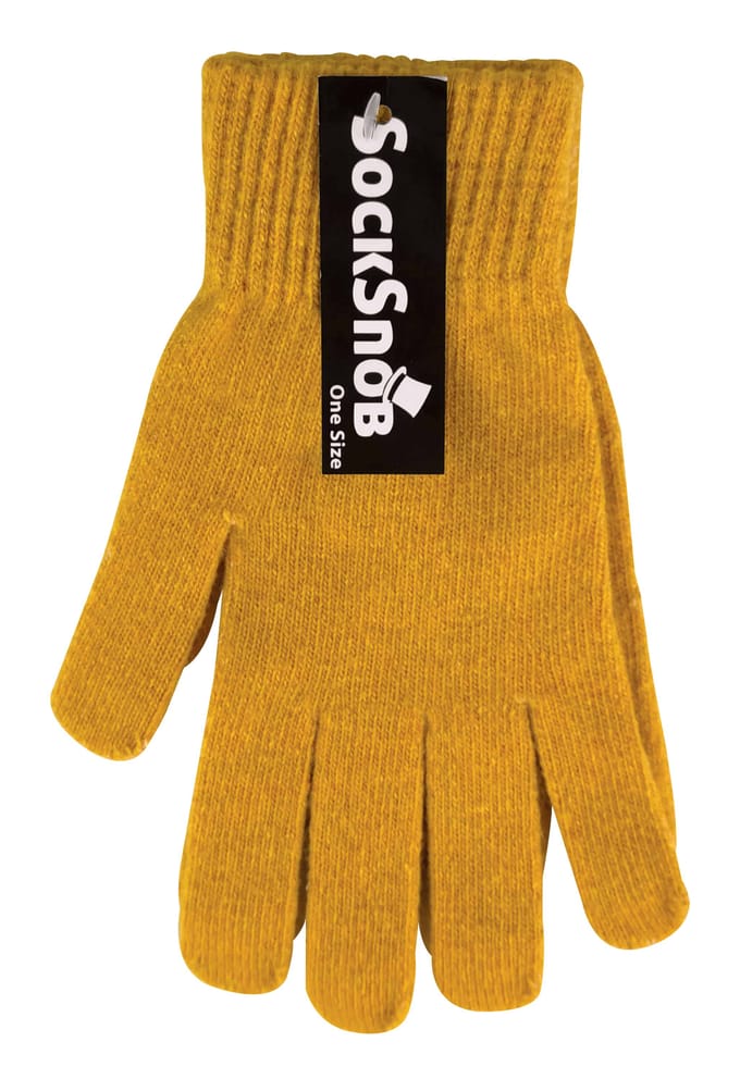 Dames gebreide thermo wolmix magische handschoenen - Mosterd