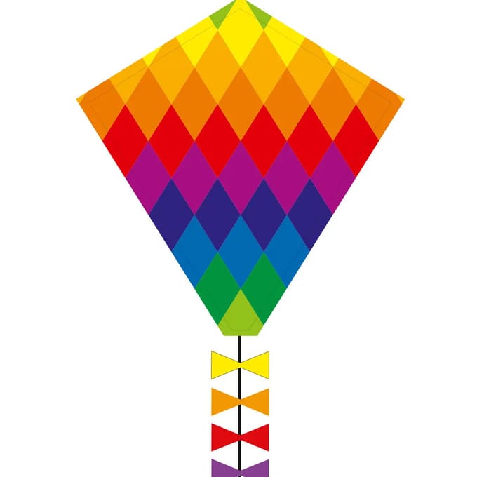 Kindervlieger HQ Eddy 50 Rainbow Patchwork 102106 Regenboog 45 x 50 cm + 250 cm staart