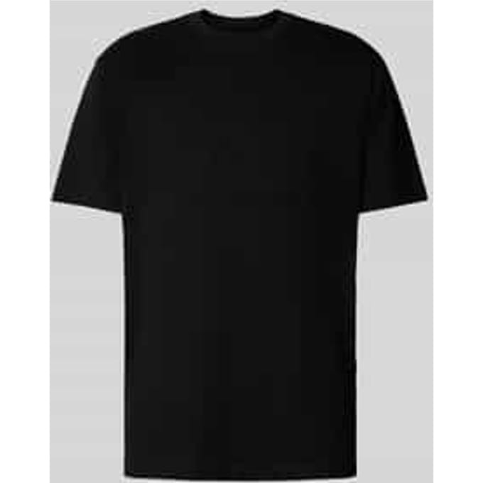 T-shirt met geribde ronde hals