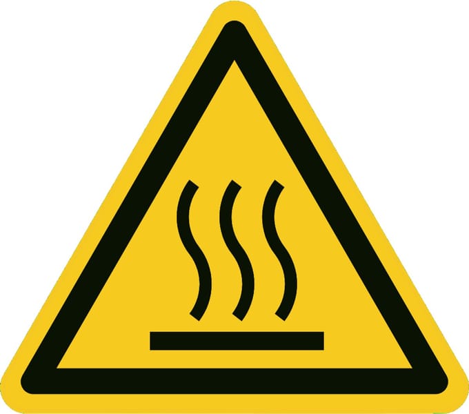 Heet oppervlak sticker 200x200 mm - vinyl - ISO 7010 W017