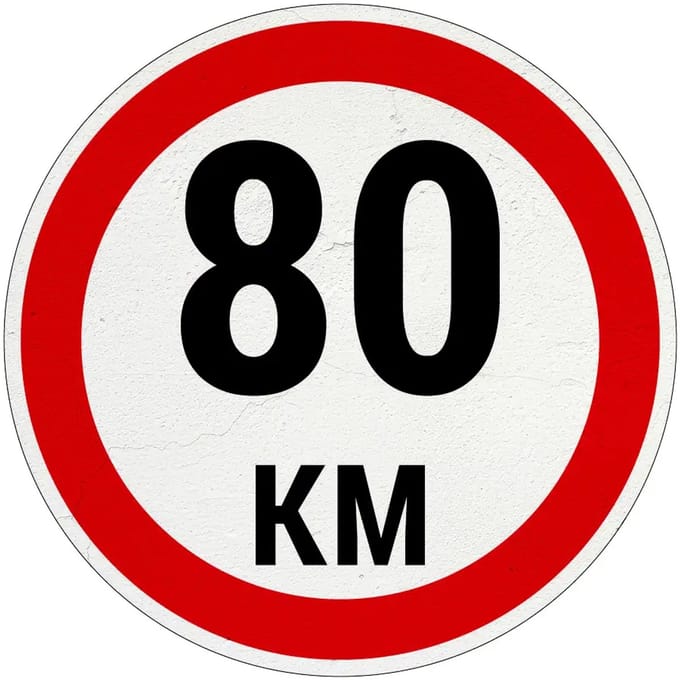80 km bord | Sign Again materiaal | 30 cm