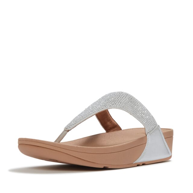 Fitflop Lulu Crystal Embellished Toe Post Sandalen Zilver EU 40 Vrouw
