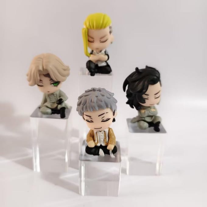 4 pièces/set Tokyo Revengers Mignon Version Dormeuse Modèles Jouets 5cm with box gray