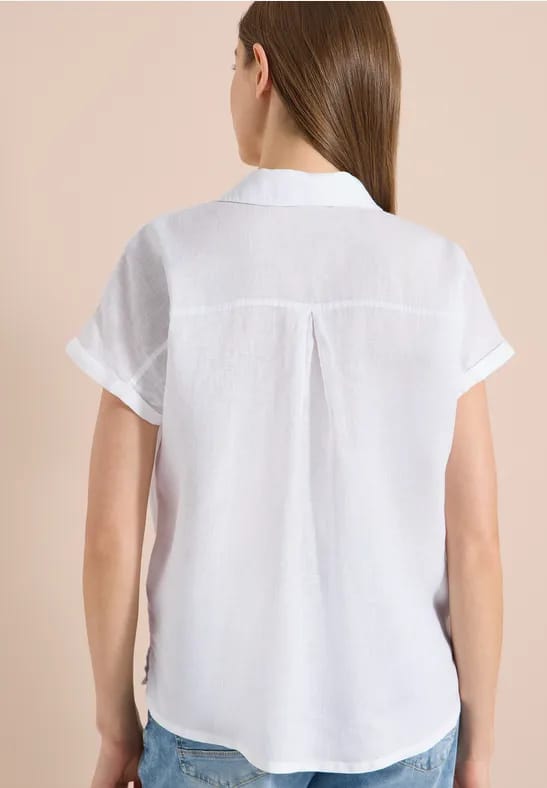 Blouse met hangende schouder in linnen