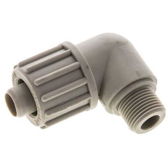 16x10mm & G3/8'' PP L-Vorm Knelfitting Buitendraad 10bar Kunststof en Polyamide