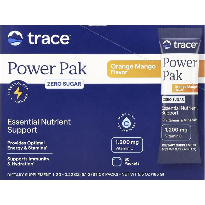 Trace, Power Pack, Zonder Suiker, Sinaasappel Mango, 30 Zakjes, 0,22 oz (6,1 gr) Elk