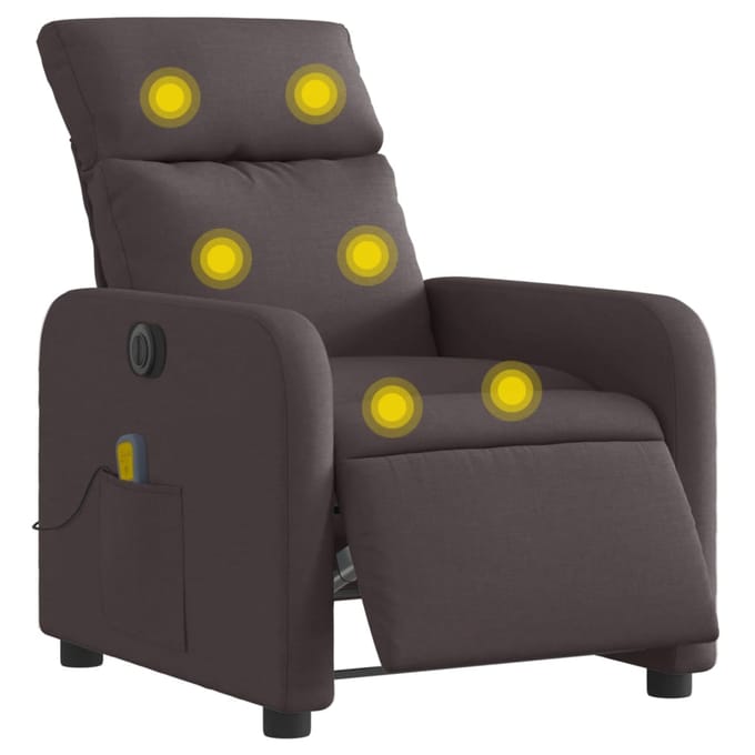 vidaXL - Massagestoel - elektrisch - verstelbaar - stof - donkerbruin