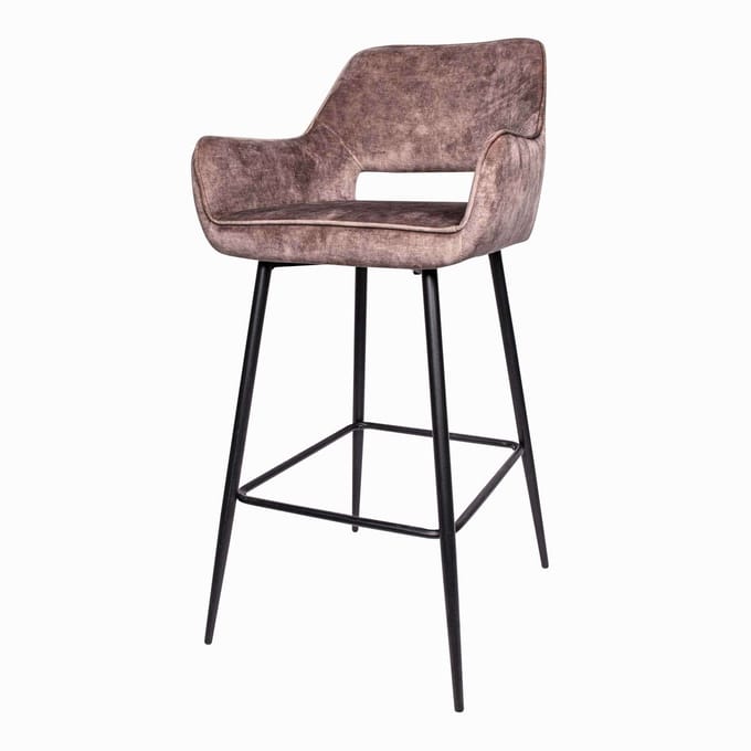 PTMD Fallon Velvet Barstoel -Bruin