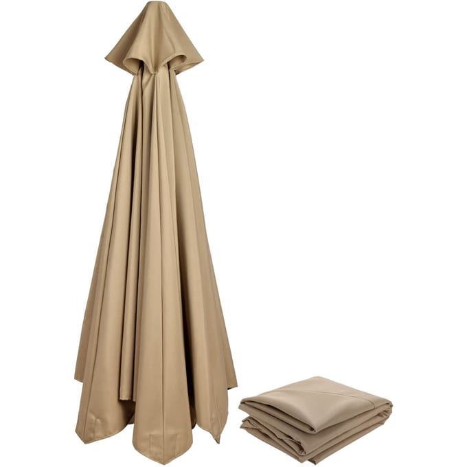 Remplacement de la toile de parasol d'extérieur, protection solaire imperméable en polyester pour structure de parasol à 2,7 m d'armature Type 1 beige