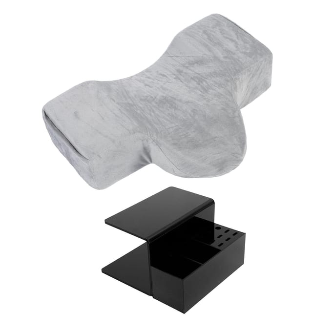 Grijze Wimperverlengingskussen met Zwarte Organizerstandaard U-vormige Wimperkussenset Wimper black