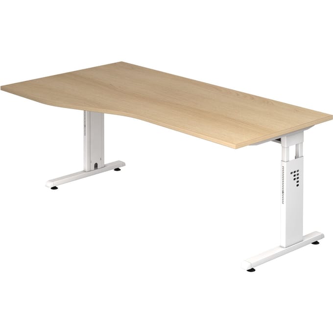 MEGA 18 W | Bureau - 180 x 100 Tafelhoogte I In hoogte verstelbaar Eiken/Wit