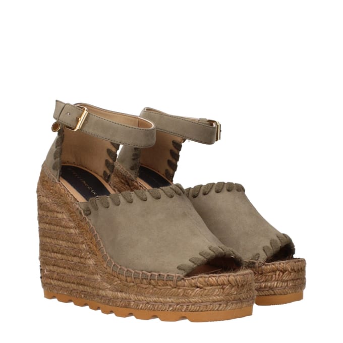 Stella McCartney Groene Leer Wedge Sandalen