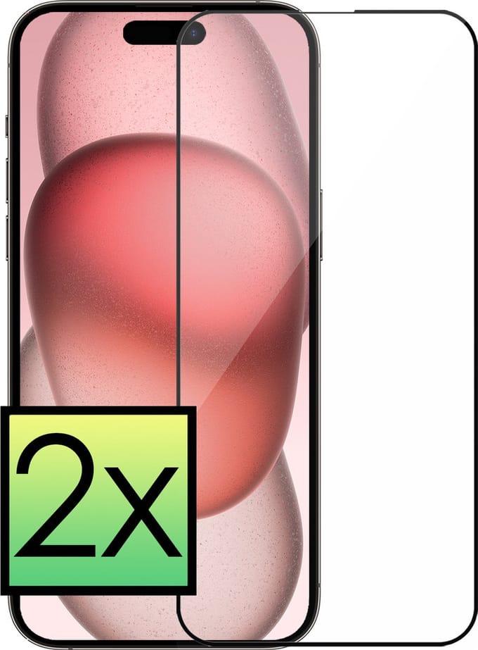 Screenprotector - 2 Stuks - Geschikt voor Apple iPhone 15 Plus - Full Cover - Beschermglas - Gehard Glas - Tempered Glass - Screen Protector