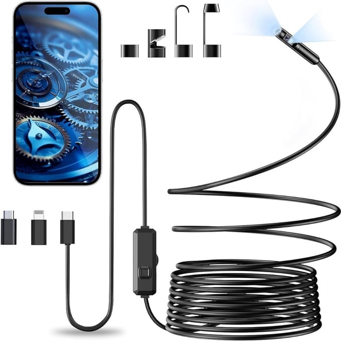 CLVP® USB Endoscoop Iphone – Draadloze Inspectiecamera HD – Endoscoop Inspectie Camera voor Android en Iphone – Zwart - 5M
