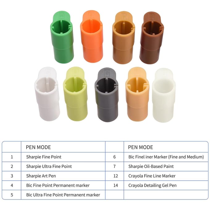 9 Stuks Pen Adapter Set Markerhouder Vervanging voor Sharpie Bic Crayola Compatibel met Explore Air 3 Air 2 Air Maker brown