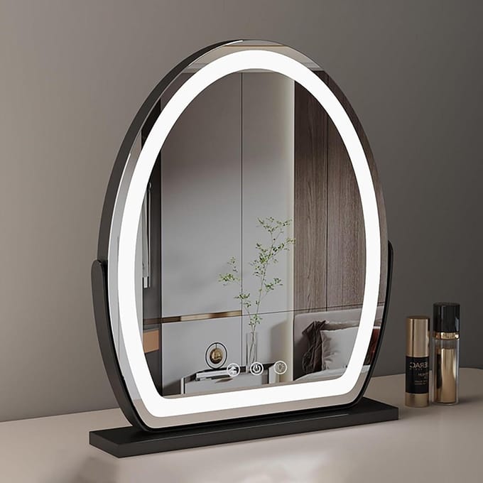 Make-up Spiegel - Verlichte Spiegel - Schoonheidsroutine - Drie Kleurtemperaturen - 50x58cm - Zwart