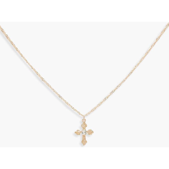 boohoo Dames Delicaat Kruis Choker Ketting | Goud