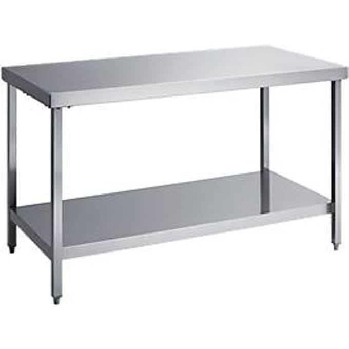 Werktafel van rvs, met legbord, 1800 x 600 x 850 mm