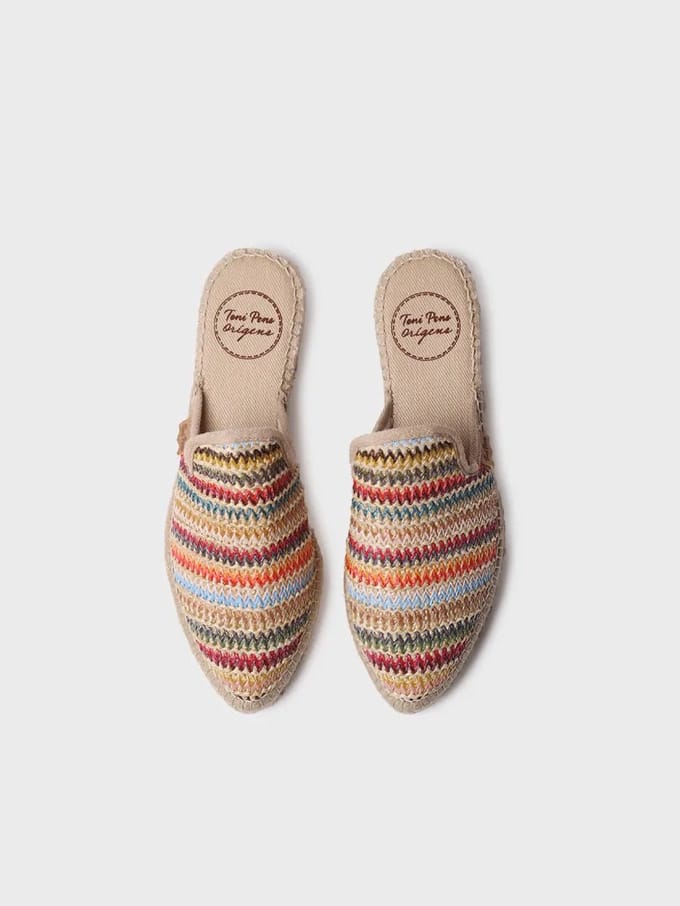 Veelkleurige raffia babouche voor dames in espadrillestijl | JUNI-MA