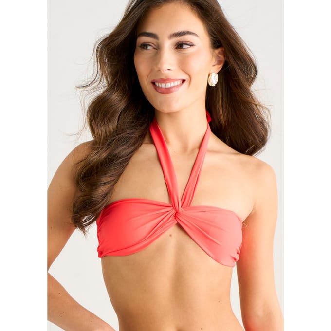 Oranje Twist Front Halter Hals Bikini Top