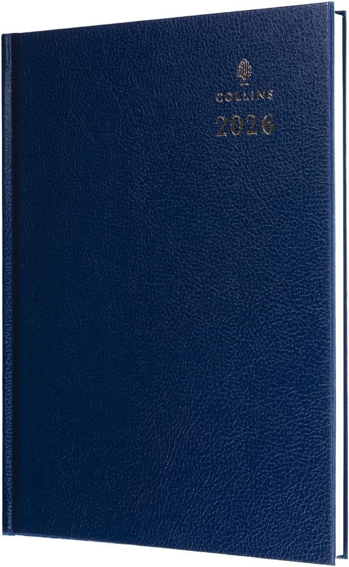 Jaarplanner 2026 Dag-tot-Pagina Bureaukalender Harde Kaft A4 Blauw