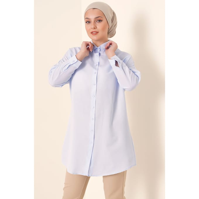 Lange Poplin Shirt met Knopsluiting