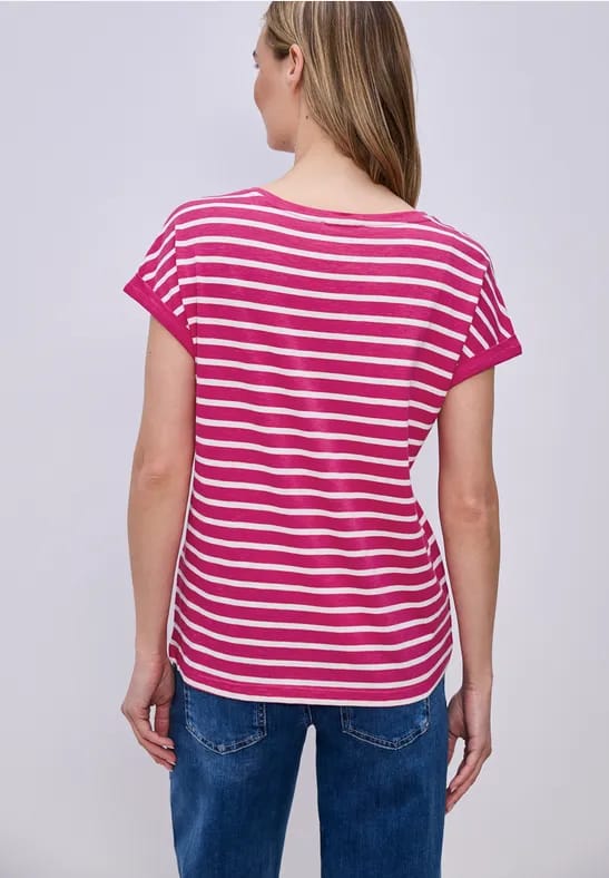 Shirt met hangende schouder en strepen