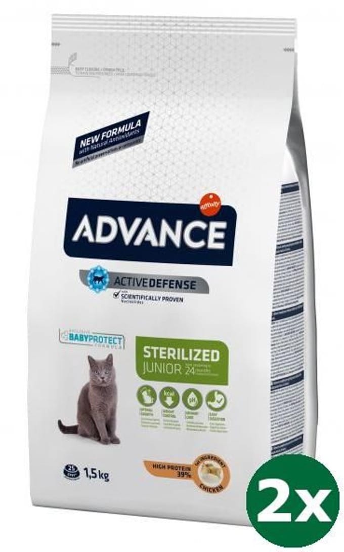 Advance cat junior sterilized chicken kattenvoer 2x 1,5 kg