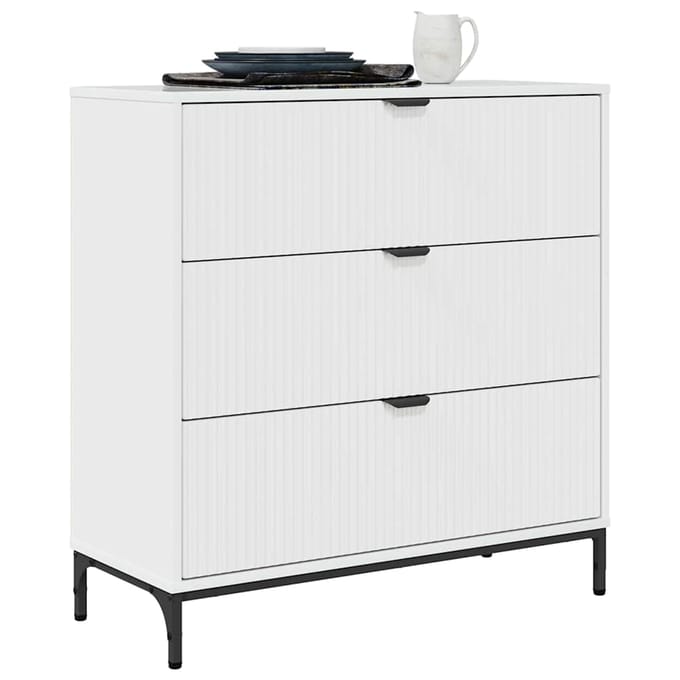 vidaXL - Dressoir - Hoogglans - wit - 79,5 - x - 33 - x - 82 - cm - Bewerkt - hout