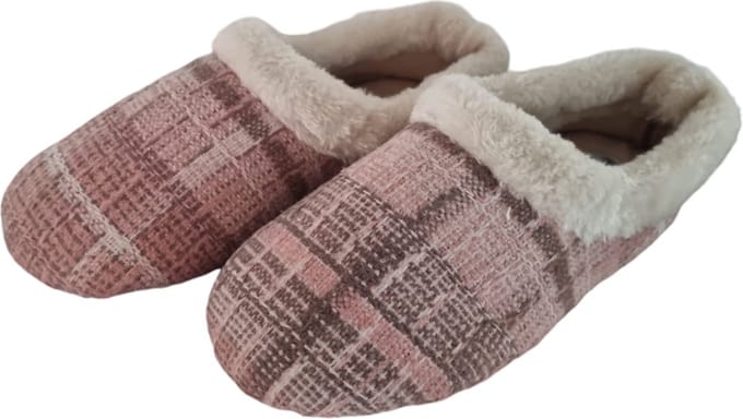 Dames pantoffel - zachte voering - maat 37 | kleur roze - geruit