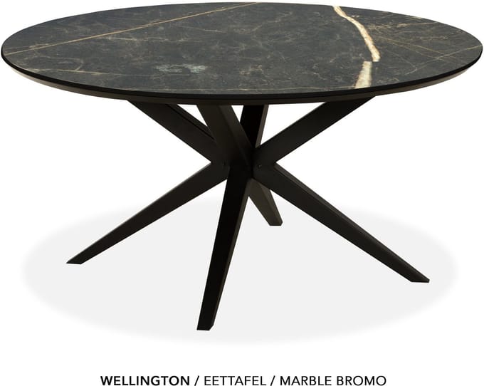 Maxfurn - Eettafel rond met verjongde rand | Zeer krasvast | Kleur: Marble bromo | diameter 120cm