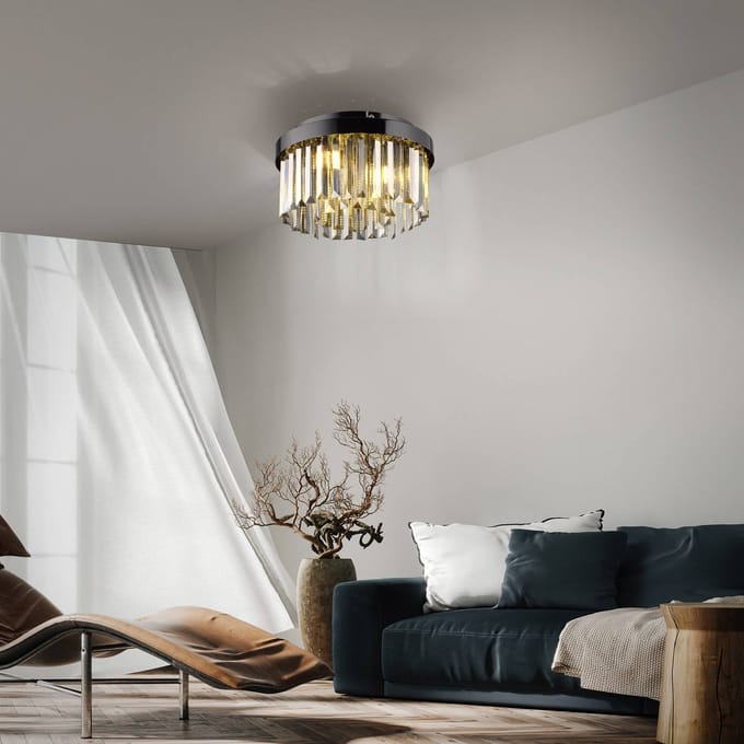 JUST LIGHT. GmbH JUST LIGHT. Kulunka plafondlamp, kristalglas, zwart