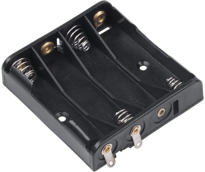 Batterijhouder 4x AA - Plat - Zwart