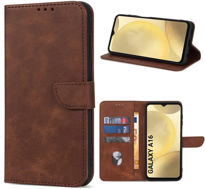 Solidenz hoesje - Geschikt voor Samsung Galaxy A16 - Bookcase - Bruin