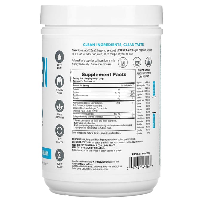 Collageen Peptiden, Vanillesmaak, 364G (0.8lb)