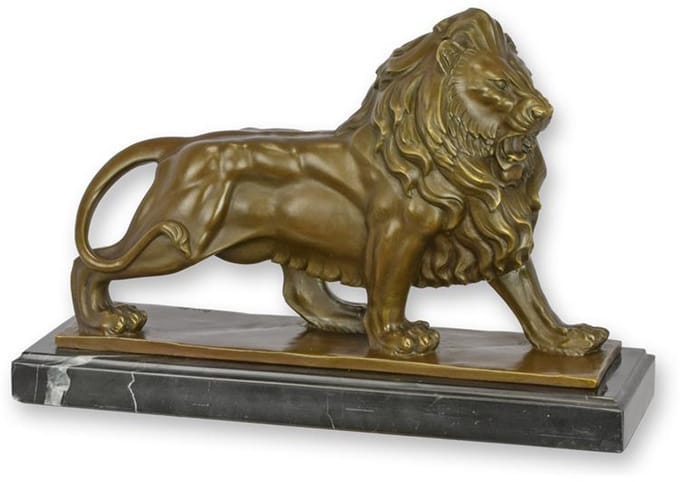 Bronzen beeld - Leeuw - sculptuur - 20 cm hoog