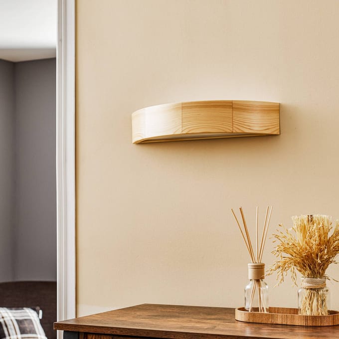 Lamkur Wandlamp Kerio, breedte 40,5 cm, grenen naturel