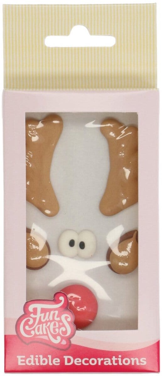 FunCakes Suikerdecoraties - Rudolph - 8 Stuks - Eetbare Taartdecoratie