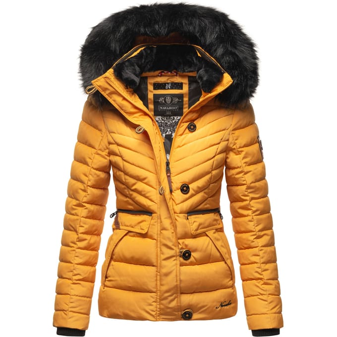 Gewatteerd & Winddicht Navahoo Westeriaa - Winterjas Dames - Volwassen - Afneembare Kraag -Capuchon - Geel - XS